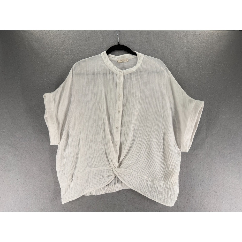 Lovestitch Top Womens‎ L Gauze Coastal Crinkle Twist Beachy Minimalist Resort